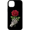 Skeleton Hand Holding Red Rose Flower Gr Custodia per iPhone 14 Plus Mano di scheletro teschio rosso rosa gotico romanticismo horror punk