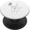 American Sign Language Health Awareness I Love You mano Sign Language ASL Butterfly Single Line Art PopSockets PopGrip Adesivo