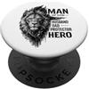 Man Of God Cool Lion Father's Day Sapphi Man Of God Cool Lion Marito Protettore Eroe Festa del Papà PopSockets PopGrip Adesivo