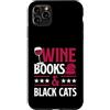Adorable Void Aesthetic Black Cat Attitu Custodia per iPhone 11 Pro Max Libri di vino e gatti neri Lettura del libro che ama il vino rosso