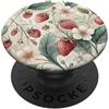 Aesthetic Botanical & Garden Apparel Watercolor Wild Strawberry Botanical Floral Pattern PopSockets PopGrip Adesivo