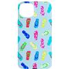 TrendyGrips Custodia per iPhone 15 Plus Sandali infradito blu vacanze in spiaggia campeggio estivo