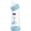 Chicco Biberon Angolato Tettarella, Silicone, Azzurro 250 ml