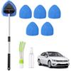 Comioke Auto Parabrezza Pulitore Spazzola,Pulizia Auto Kit Estensibile,Auto Parabrezza Pulitore,Pulizia dei Finestrini con Manico,Parabrezza Pulitore,Kit Pulizia Auto con 6 Tampones Microfibra e Flacone Spray