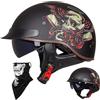EBAYIN Caschi Cromwell Jet e Demi-Jet Casco Moto A Mezzo Casco Retrò Harley Casco Anticollisione Di Sicurezza Per Scooter Chopper Cruiser DOT / ECE Con Occhiali A Sgancio Rapido,E-M=（57~58cm）