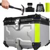 Yglophic Bauletto Per Moto In Lega Di Alluminio Impermeabile Con Serratura Di Sicurezza Per Casco 45L 55L 65L 80L 100L Silver, 55L