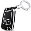 OFF WE GO Custodia Chiave Cover Chiave Guscio Chiavi per Opel Astra j Zafira Aveo Matiz Cruze Captiva Spark Orlando Trax TPU Coprichiave con Portachiavi Copri Chiavi, Argento Nero