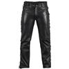 MDM Pantaloni in pelle da motociclista, rocker, colore: Nero
