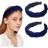 OIXEYA 2 fasce per capelli in velluto, fasce moda donna, fasce imbottite vintage, adatte per l'uso quotidiano e le uscite (blu).