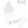 Yolev Set di 3 fasce da sposa con strass e velo da sposa bianco, elegante fascia in raso, accessori per addio al nubilato, addio al nubilato e forniture per matrimoni