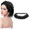 LOPHE Fascia per capelli intrecciata larga e disordinata, a 2 fili, con coda di pesce, soffice per sposa e donne, soft treccia (nero)
