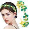 Flayem Fascia per capelli con strass verde scintillante accessorio per capelli da donna