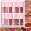 HOPHAT Set di 12 lucidalabbra liquidi, opaco e vellutato, in tazza antiaderente, impermeabile, a lunga tenuta, anti-scolorimento, set regalo per donna (Set C)