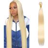 Shoaiye Human Hair Bundles Straight Capelli Veri Tessitura Unprocessed Remy Machine Weave Extensions Double Weft Color #613 Blonde 16 Inch