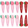 TRKETK 12 fermagli per capelli a forma di fragola, a forma di frutta, in metallo, Y2K, stile retrò, accessori decorativi per lo styling quotidiano (tre colori)