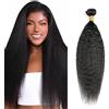 Shoaiye Human Hair Bundles Yaki Capelli Veri Tessitura Unprocessed Remy Machine Weave Extensions Double Weft #1B Natural Black 22 Inch