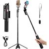 Ticfox Treppiede per cellulare e bastone per selfie con riconoscimento facciale e stabilizzatore dell'immagine e 5 comandi gesti, treppiede da viaggio portatile allungabile con telecomando wireless