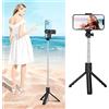 EIMSOAH Asta Selfie Portatile Pieghevole Telescopico con Telecomando per Video Dal Vivo Treppiede Ventole per Selfie Asta Pieghevole Telescopica in Acciaio Inossidabile per Viaggiatori in Famiglia