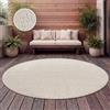 Paco Home Tappeto Cucina Da Esterno Salotto Moderno Balcone Terrazo Motivo Scandinavo Motivo Boho Monocolore Crema, Dimensione:160 cm Rotondo, Colore:Crema 9