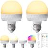 GAOUTO 2 lampadine LED E27 dimmerabili, 15 colori, magnetiche e ricaricabili tramite USB-C, ideali per illuminazione notturna, emergenza o campeggio