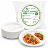 SOLEPLASTIC 50 Piatti Compostabili a 2 Scomparti da 23 cm Bianchi - RESISTENTI anche con CIBI CALDI - RIUTILIZZABILI - in Fibra Vegetale - Idonei per Microonde e Forno - per Catering, Mense, Feste e Banchetti