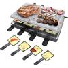 ACXIN Griglia per raclette con pietra naturale e piastra grill antiaderente per 8 persone, grill elettrico per grigliare in casa, 8 padelle e spatola in legno, max. 1400W