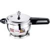 Vinod Pentola a pressione in acciaio inox, coperchio in vetro, pentola Handi da 1,5 litri, pentola a pressione indiana, fondo sandwich superiore, ideale per cucinare indiani, zuppe e ricette di riso