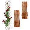 Relaxdays graticci estensibili, Set 3 pz, 270x45 cm, Legno, Montaggio Parete, Supporto per rampicanti, Effetto Bruciato