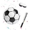 Relaxdays Pinata Pallone Calcio, Set con Asta e Maschera, per Feste/Compleanni, da riempire, Ø25 cm, Bianco-Nero