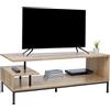 Relaxdays TV-Lowboard, 3 Ripiani per TV Fino a 55, A x L x P: 40 x 106 x 39,5 cm, Naturale/Nero
