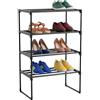 Relaxdays Scaffale per Scarpe Relaxdays, 4 Ripiani, Sistema a Incastro, HLP: 72x42,5x30 cm, Metallo/plastica, Nero