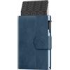 ProWallet Plus - Portacarte - 8 carte, banconote e monete - Portacarte con cerniera - RFID - Piccolo porta carte di credito - Portafoglio elegante (Blu)