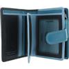 VISCONTI Portafoglio pelle. Collezione Arcobaleno BALI Blocco RFID RB40 Azzurro Multi