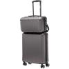 R.Leone Valigia Ryanair 55x40x20 cm+ 40x20x25 cm Set 2 Pezzi Trolley Bagaglio a mano 4 Ruote e Beauty Case in ABS 2208 (Grigio, Set 2 Pezzi S+XS)