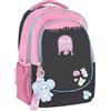 Maricart Zaino Scuola Elementare Milk Candy 32x21,5x42 cm - Zaino Ovetto con 2 Compartimenti e Zip - Zainetto Bambina Ergonomico con Portachiavi Abbinato