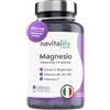 navitalife SUPPLEMENTS Magnesio Citrato Puro 1545 mg + Magnesio Bisglicinato 600 mg + Vitamine C, B6, B1, B5 | Magnesium Complex | Riduce Stanchezza, Supporta Muscoli e Articolazioni | 120 Capsule Vegetali