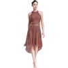 inhzoy Donne Lirico Vestito da Ballo Contemporaneo Balletto Senza Maniche Abito da Pattinaggio Artistico Body da Ginnastica Danza Classica Moderna con Gonna in Tulle Marrone XXL