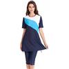 keephen Costume da Bagno Musulmano da Donna Modest Patchwork Stampato a Maniche Corte Costume da Bagno Islamico Burkini Wear Costume da Bagno