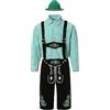 Generic Set completo Oktoberfest ricamato Lederhosen con bretelle, camicia e cappello - Autentico vestito bavarese da uomo per festival della birra, addio al celibato e feste di Halloween, Verde, XXL