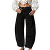 Generic Jeans harem da donna a vita alta, jeans da donna a gamba larga, in denim harem cropped pants Y2k baggy vintage barrel jeans barrel leg pantaloni boyfriend jeans donna retrò denim, Nero , S