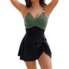 Samlonge Costume da Bagno Intero Donna, Costumi Nuoto Donna, Costumi Mare Push Up, Contenitivo Pancia, Sexy Scollo a V Profondo con Spalline Regolabili (IT, Testo, L, Regular, Regular, Verde)
