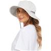 VALERIA Cappello da sole idrorepellente con protezione UV cappello safari per le donne cappello all'aperto taglia regolabile taglia standard, bianco, Taglia unica