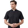 Holyart Camicie Clergyman: Camicia collo Clergy manica corta misto nera In Primis, 47 cm - 19 inc. - 3XL