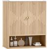 HOMCOM Armadietto Bagno a Parete, Mobile da Bagno Pensile con Ripiano Aperto e Ante Decorate, Piano Effetto Marmo, 60x18x70 cm, Rovere