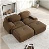 Bladez Divano Cord Moderno Divano Letto Modulare con Pouf Ottoman, Senza Montaggio, Divano Imbottito Cloud Divani con Funzione Letto, per Soggiorno (Marrone, 2 Posti+2)