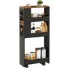 HOOBRO Carrello da Cucina a 4 Ripiani, Carrello Portaoggetti da Cucina Stretti 40 x 15 x 85,5 cm con 4 Ruote Girevoli Bloccabili, per Cucina, Bagno, Soggiorno, Nero e Marrone Vintage EBF84TC01