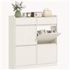 HOMCOM Scarpiera Salvaspazio Slim con 4 Ante a Ribalta, Scarpiera Ingresso con 2 Cassetti Scorrevoli in Legno, Porta Scarpe per 8 Paia, 98x19.2x95.3 cm, Bianco