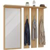 CDF Appendiabiti a Parete con Specchio e Mensola Pannello Guardaroba Moderno con 6 Ganci per Ingresso e Corridoio Organizzazione Casa Salvaspazio 85 x 15 x 82 cm - Rovere Artisan