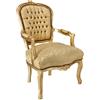 Way Home Store - Poltrona Luis Stile Francese Luigi XVI colorazione Oro e Tessuto Color Oro con Foglie Ricamate - Poltrona in Legno Robusta e Resistente - Dimensioni : 63X65X94