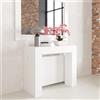 VE.CA.s.r.l. VE.CA - Tavolo Allungabile Kilka, Made in Italy - Console Allungabile con Porta Prolunghe fino a 3 Metri, 14 Posti - Arredo Moderno da Sala da Pranzo, Salvaspazio 90x40x77 (Bianco Lucido, 14 Posti)